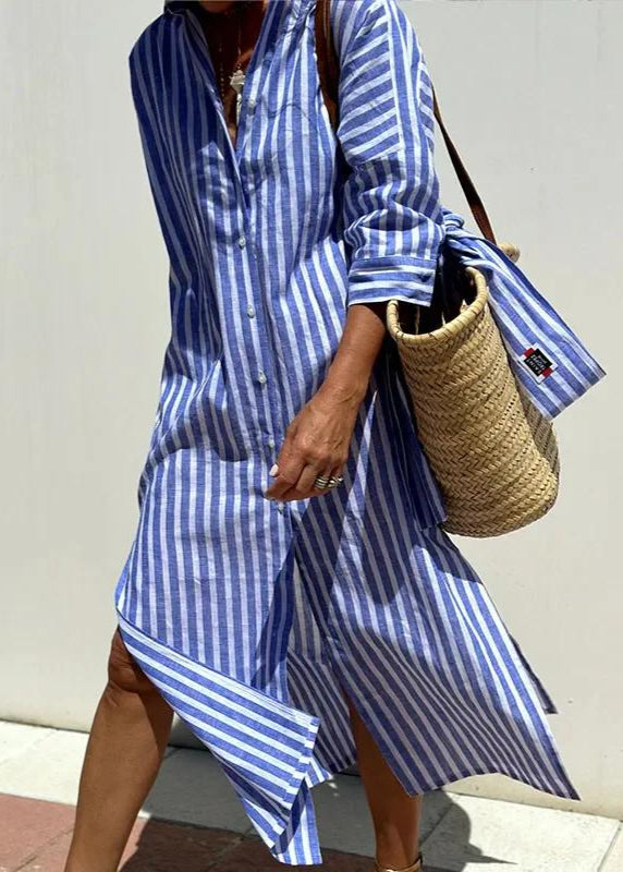 Elegant Striped Shirt Dress