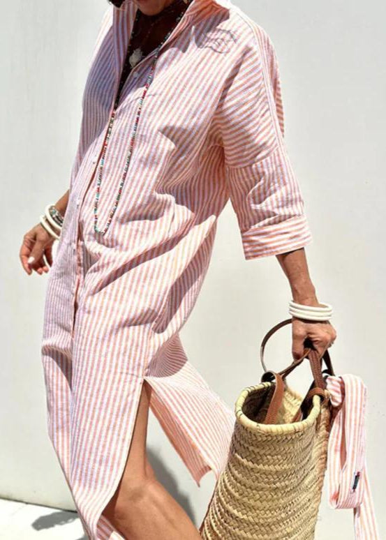 Elegant Striped Shirt Dress