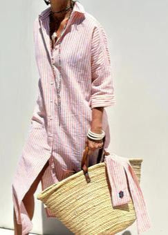Elegant Striped Shirt Dress