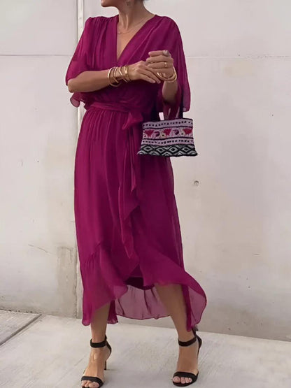 Chiffon Wrap Midi Dress