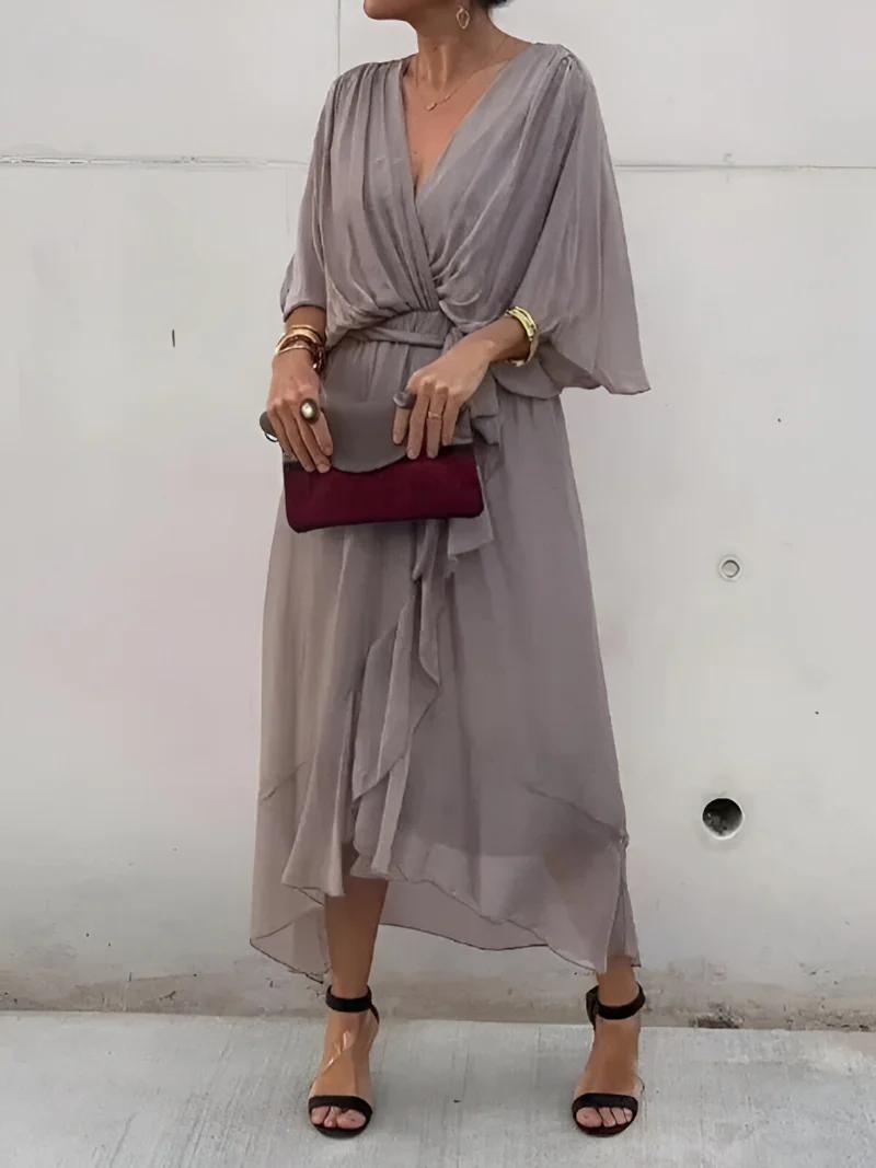 Chiffon Wrap Midi Dress