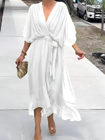 Chiffon Wrap Midi Dress