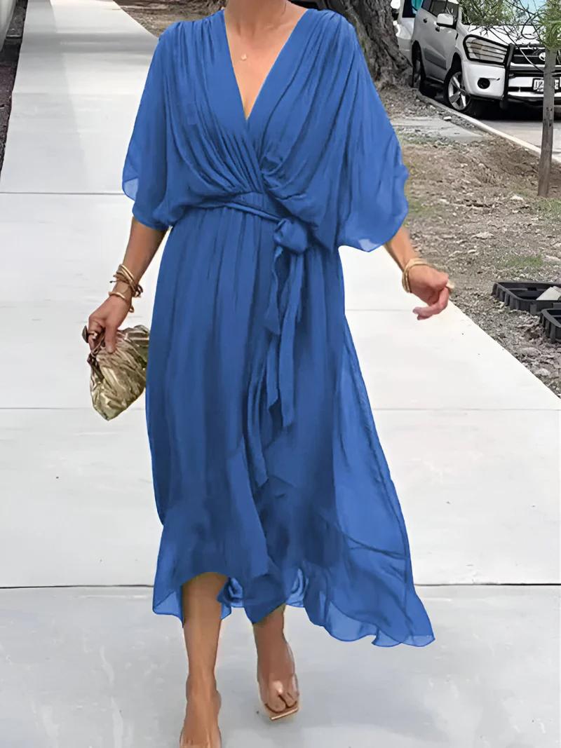 Chiffon Wrap Midi Dress