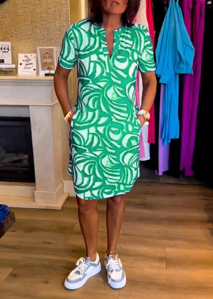 Printed V-Neck Dress