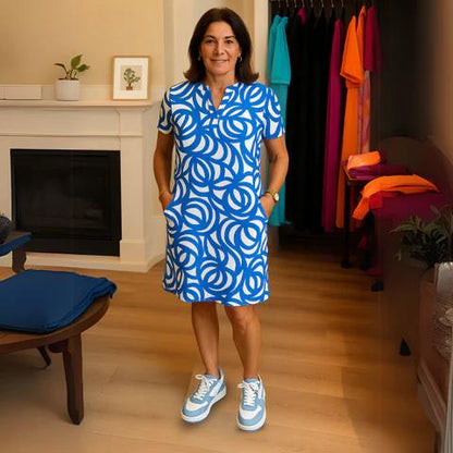 Printed V-Neck Dress