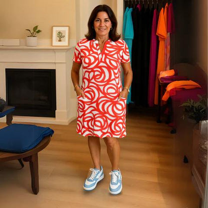 Printed V-Neck Dress