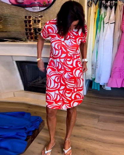Printed V-Neck Dress