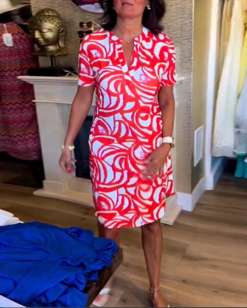Printed V-Neck Dress