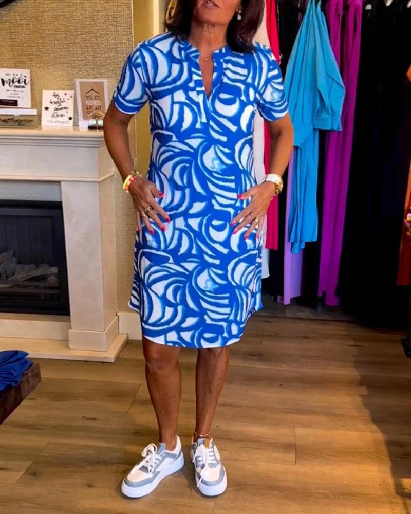 Printed V-Neck Dress