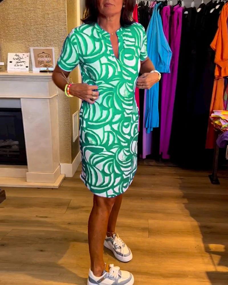 Printed V-Neck Dress