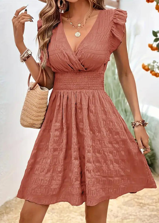 Serene V-Neck Flounce Dress