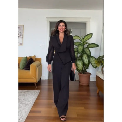 Elegant Top & Wide-Leg Pants Set