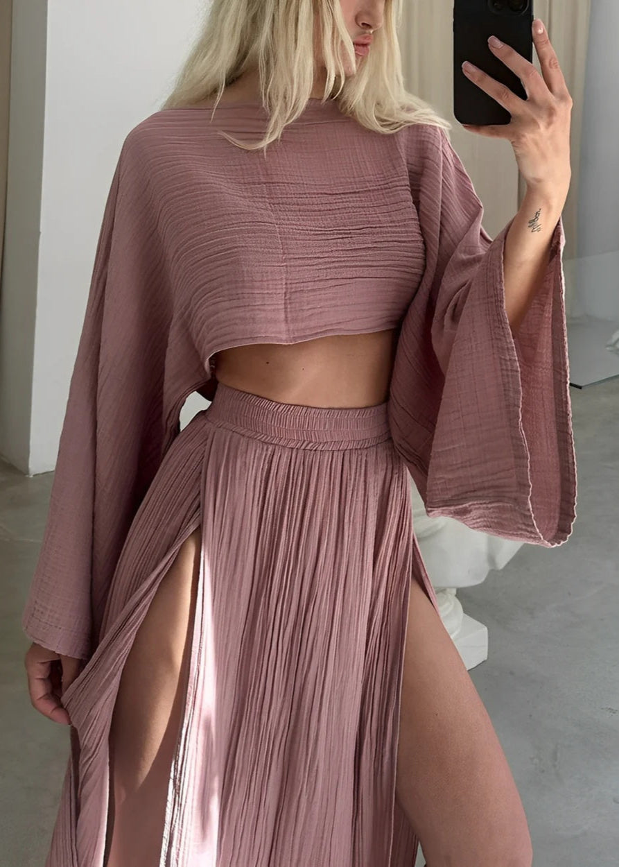 Linen Slit Two-Piece Set