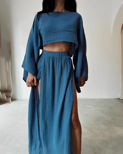 Linen Slit Two-Piece Set