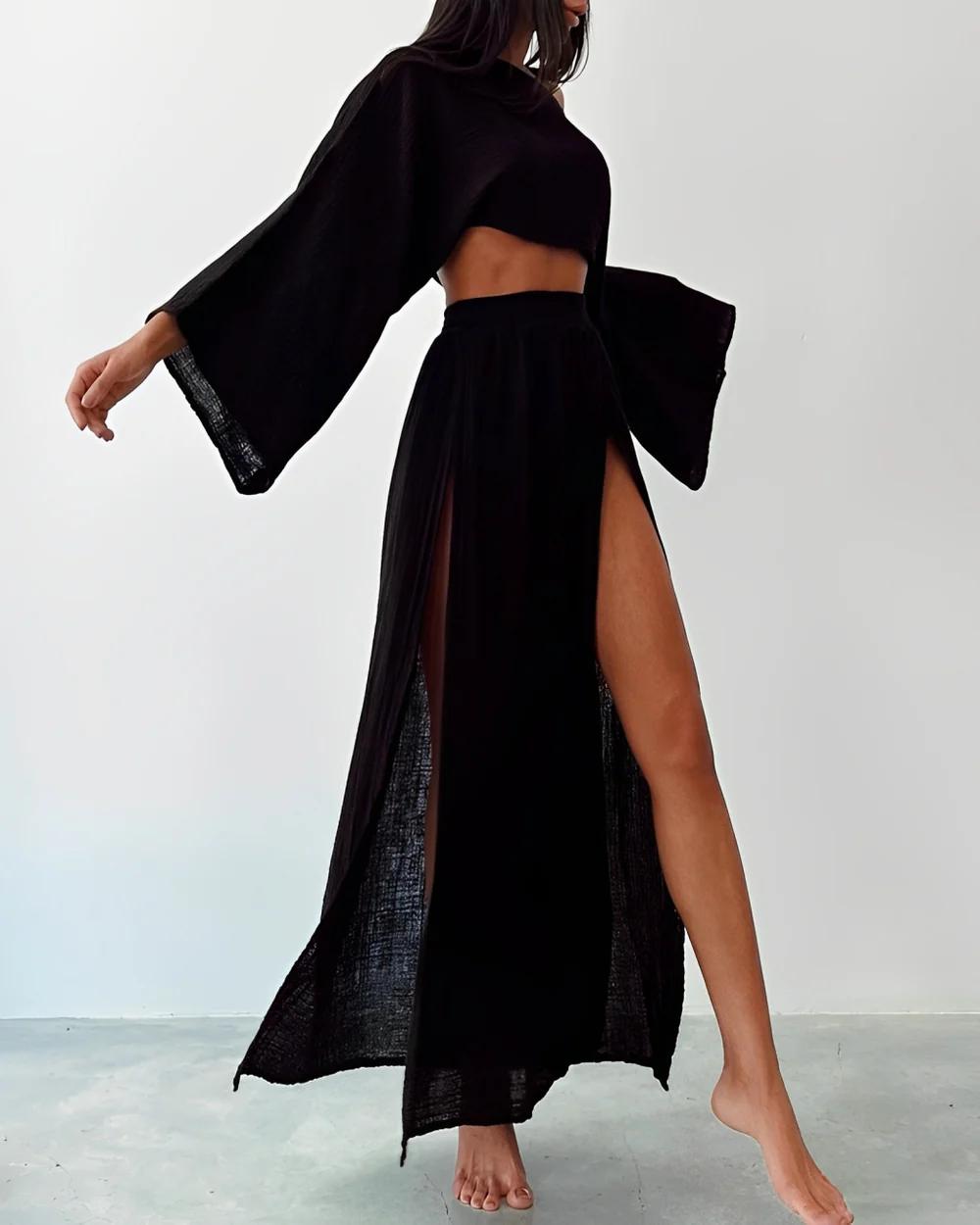 Linen Slit Two-Piece Set