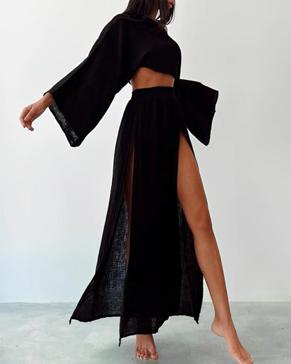 Linen Slit Two-Piece Set