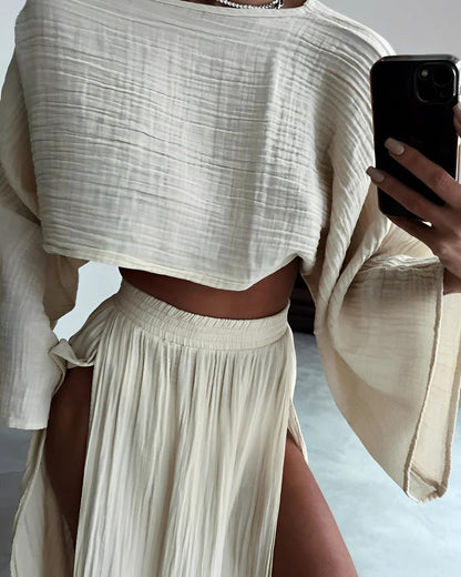 Linen Slit Two-Piece Set