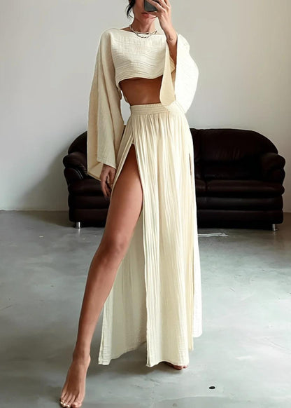 Linen Slit Two-Piece Set
