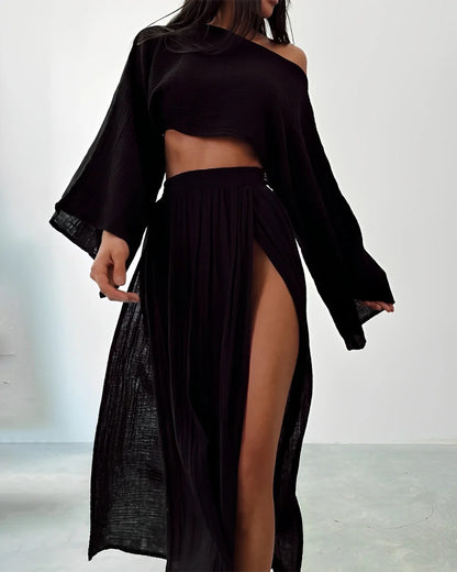 Linen Slit Two-Piece Set