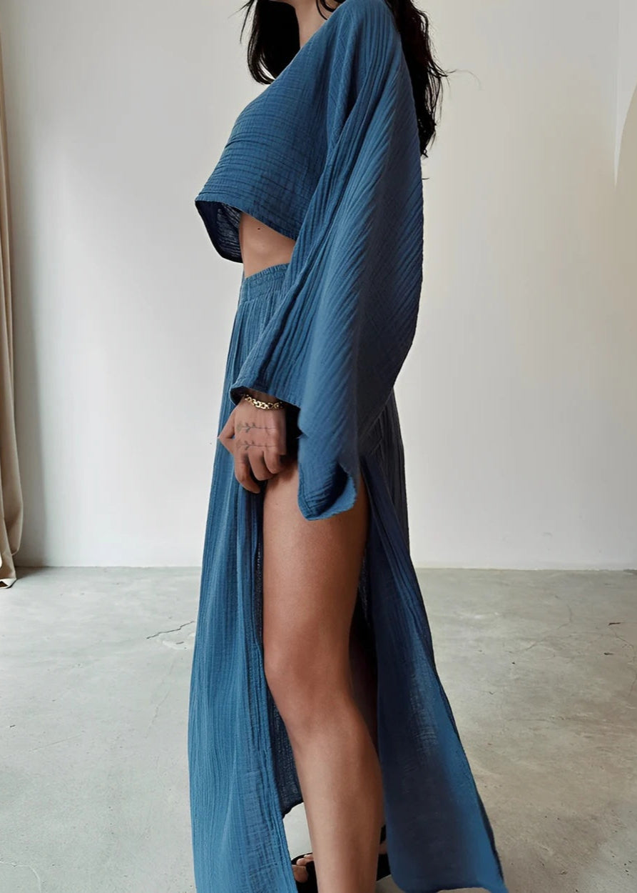 Linen Slit Two-Piece Set