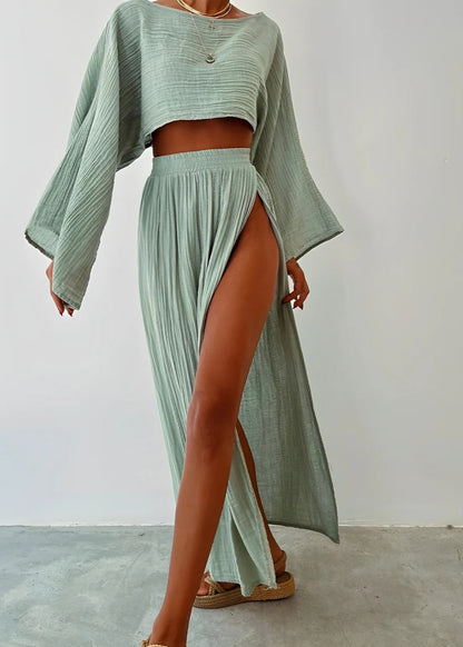 Linen Slit Two-Piece Set