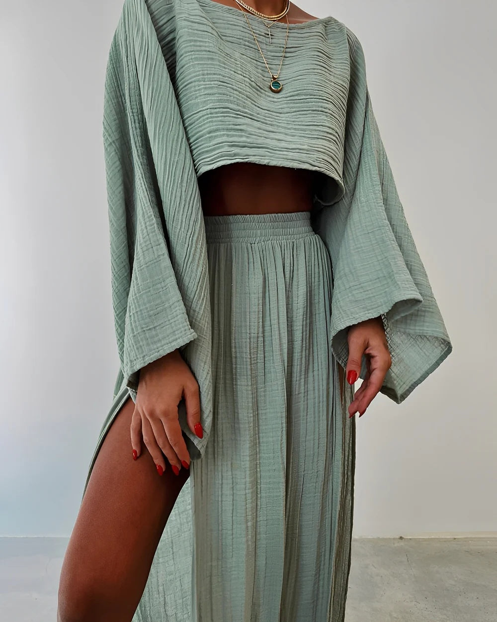 Linen Slit Two-Piece Set