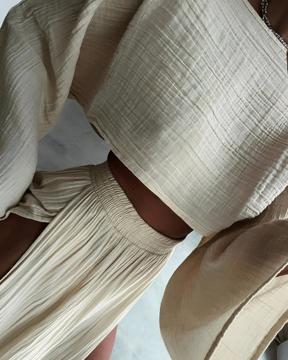 Linen Slit Two-Piece Set