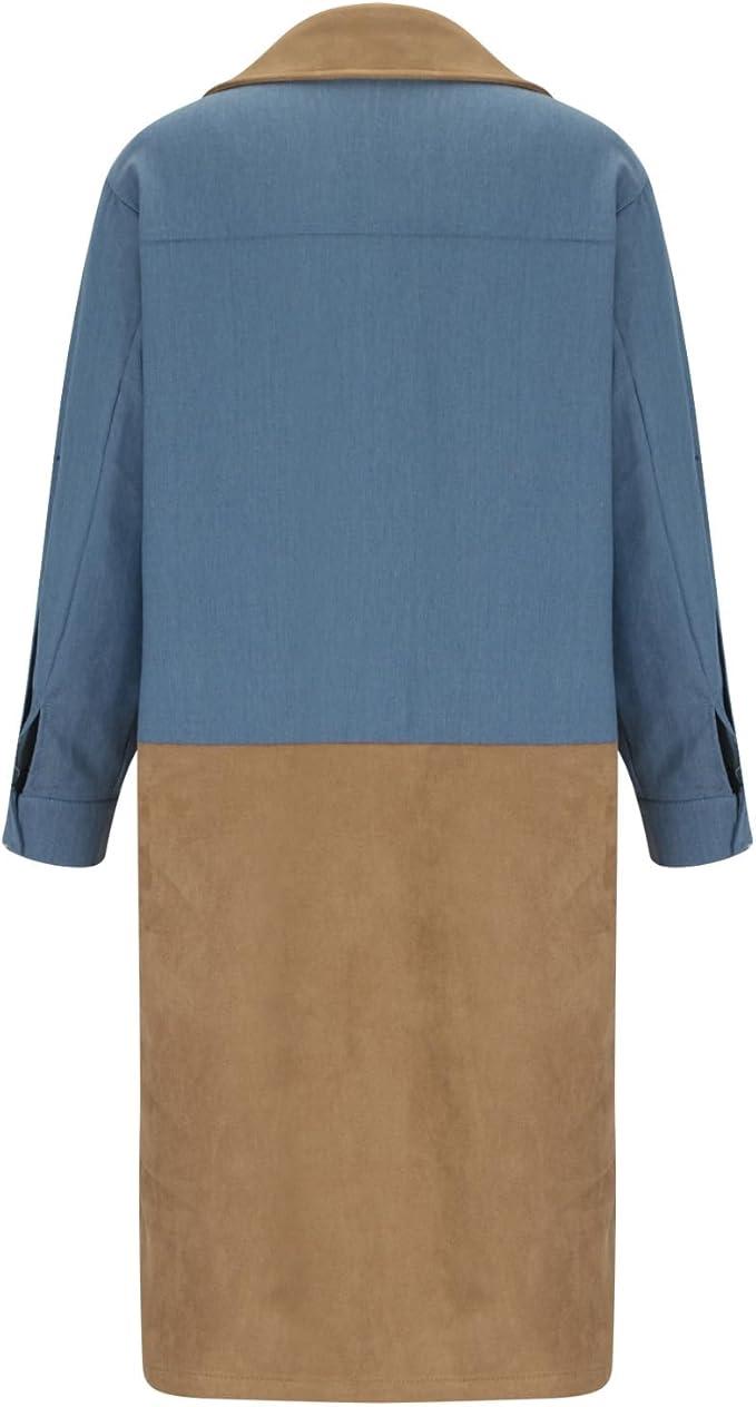 Mid-Length Trench Coat with Denim Stitching
