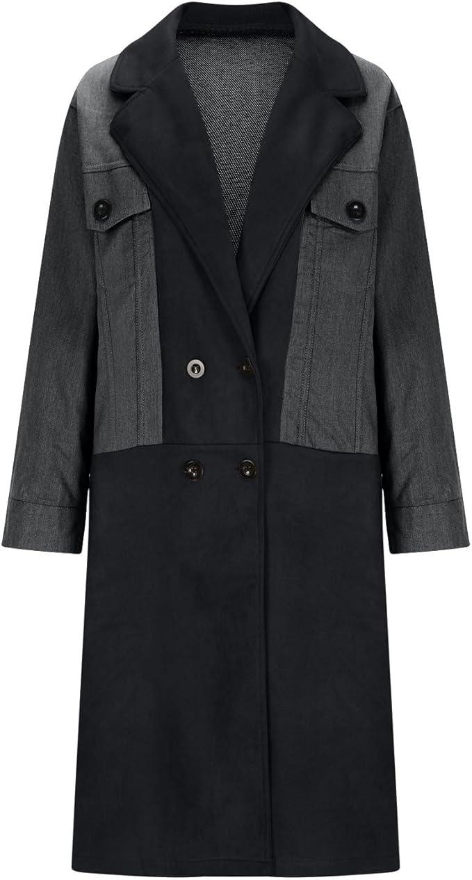 Mid-Length Trench Coat with Denim Stitching