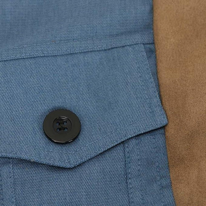 Mid-Length Trench Coat with Denim Stitching