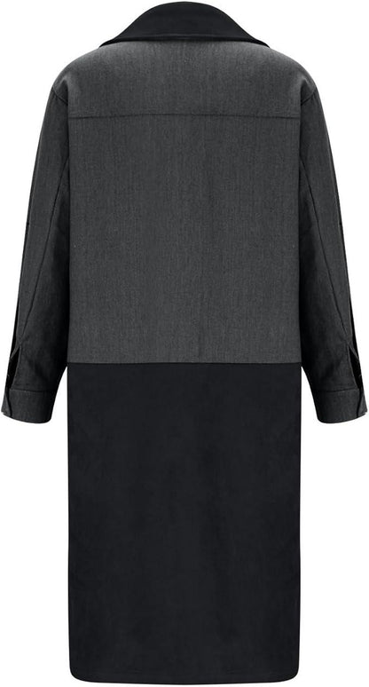 Mid-Length Trench Coat with Denim Stitching