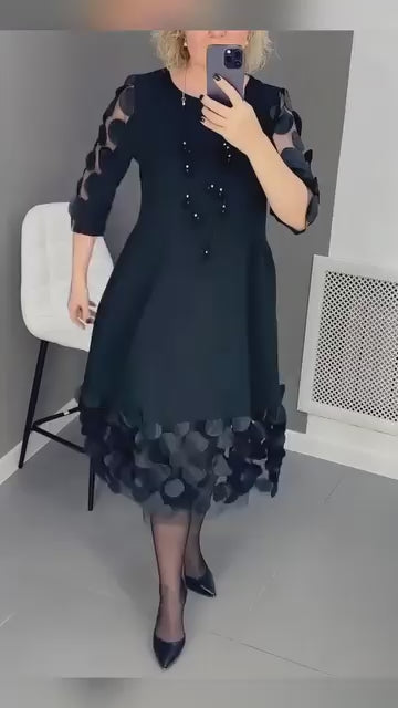 Jessy Elegant Polka Dot Mesh Midi Dress